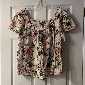 Torrid Cream and Black Floral Blouse